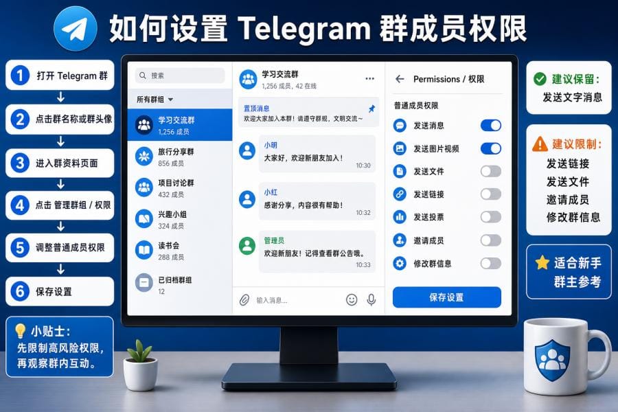 限制 Telegram 群成员发送权限