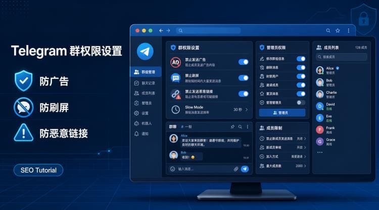 Telegram 群权限设置教程：防止广告、刷屏和恶意链接
