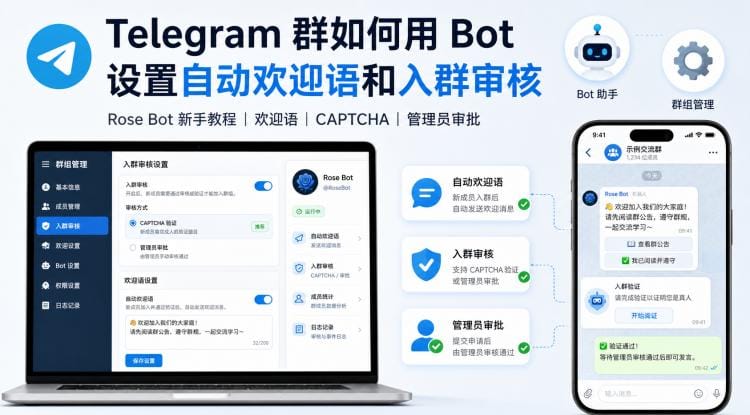 Telegram 群如何用 Bot 设置自动欢迎语和入群审核?Rose Bot 新手教程