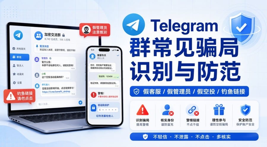 Telegram 群常见骗局怎么识别?假客服、假管理员、假空投和钓鱼链接防范教程